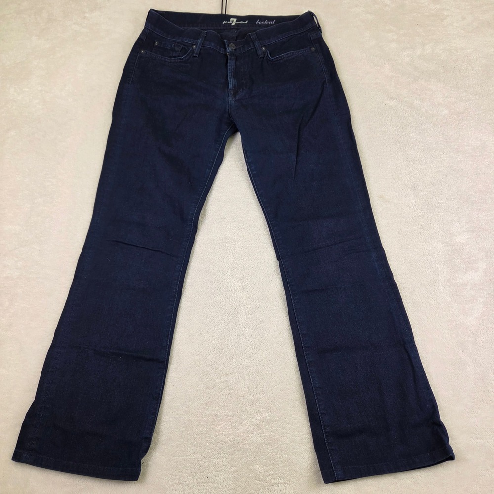 7 For All Mankind Bootcut Jeans Dark Wash Rhinestone Embellished Size 32